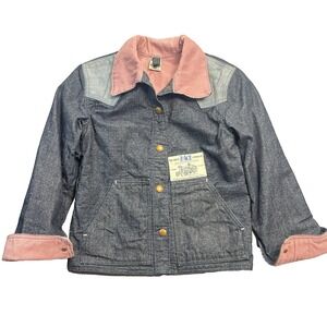 Rare ZACE Overalls Pink Corduroy Lined‎ Denim Chore Jacket USA American Workwear